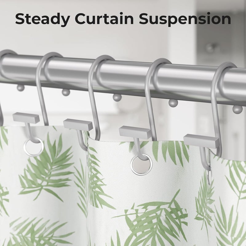 Bathway Silver Shower Curtain Hooks, Shower Curtain Rings Rust Proof, 12PCS Shower Hooks for Shower Curtain, T-Bar Design Convenient Elegant Shower Curtain Hangers for Bathroom Kitchen Wardrobe - Image 5